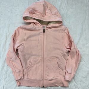 Hanna Kids Girls‎ Pink Sherpa Lined Zip Up Hoodie Sweater Jacket Size 110/5